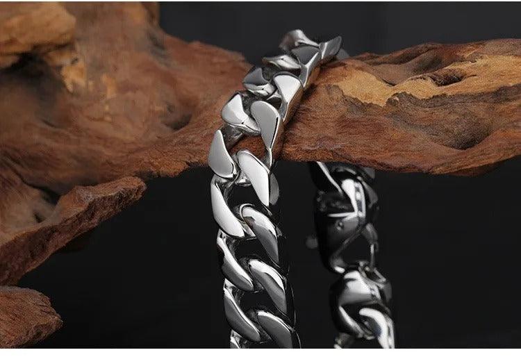 Men's 15MM Wide Stainless Steel Curb Chain Bracelet - Buylaand