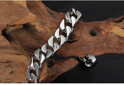 Men's 15MM Wide Stainless Steel Curb Chain Bracelet - Buylaand