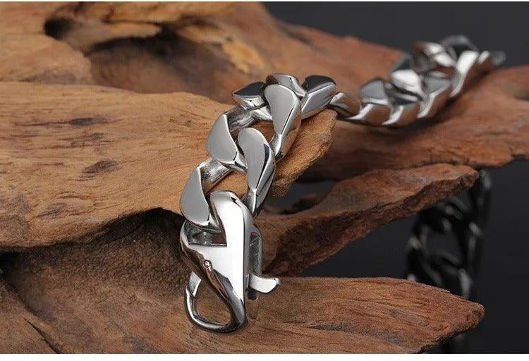 Men's 15MM Wide Stainless Steel Curb Chain Bracelet - Buylaand