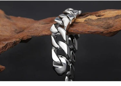 Men's 15MM Wide Stainless Steel Curb Chain Bracelet - Buylaand