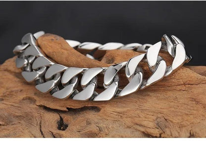 Men's 15MM Wide Stainless Steel Curb Chain Bracelet - Buylaand