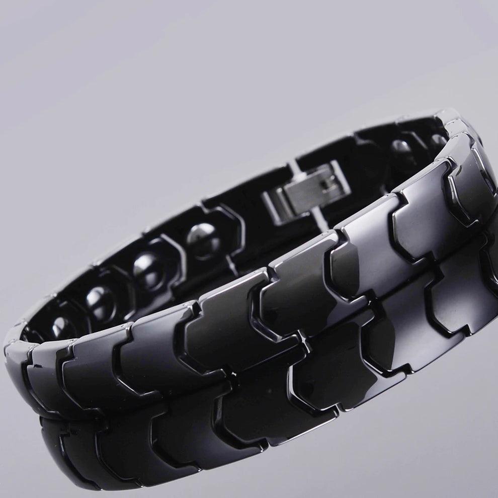 Elegant Black & White Ceramic Magnetic Bracelet - Buylaand