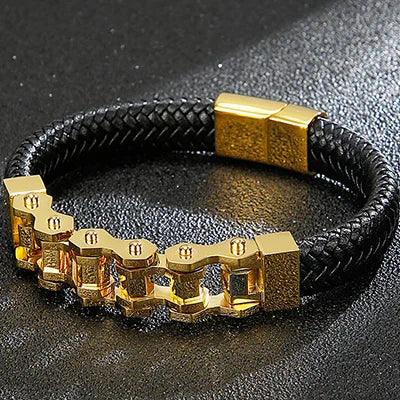 Stylish Steel & Leather Biker Bracelet for Men - Buylaand