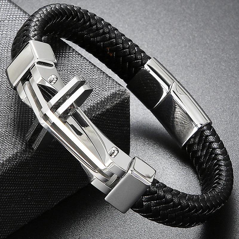 Men's Cross Leather Wrap Bracelet - Stylish Charm - Buylaand