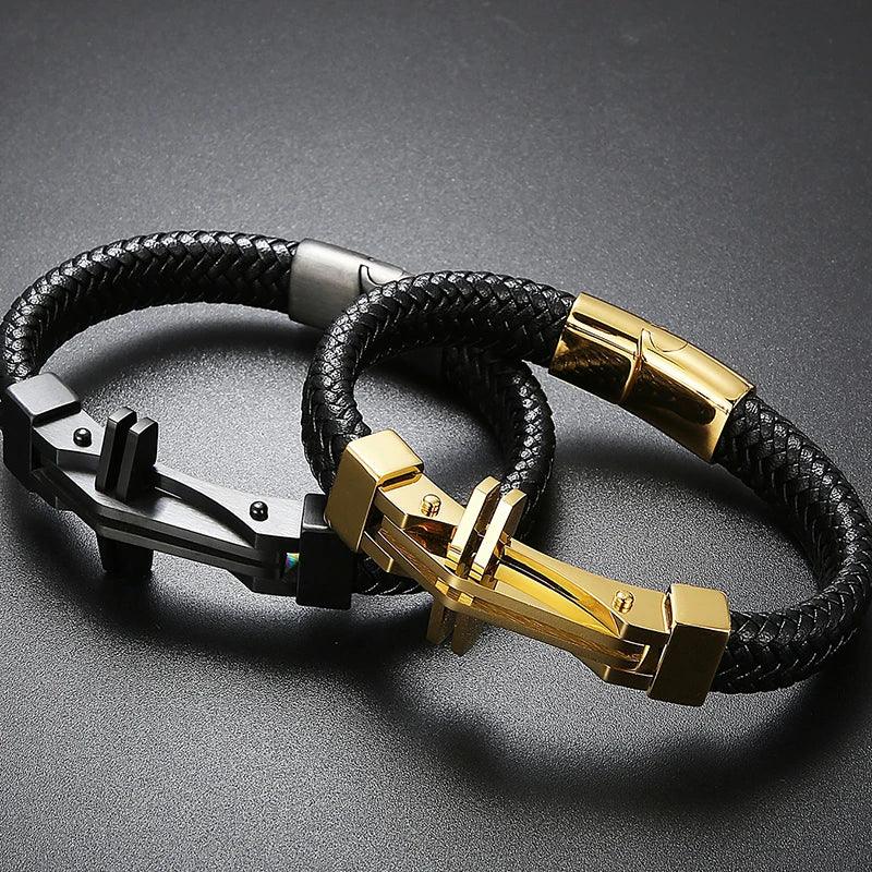 Men's Cross Leather Wrap Bracelet - Stylish Charm - Buylaand