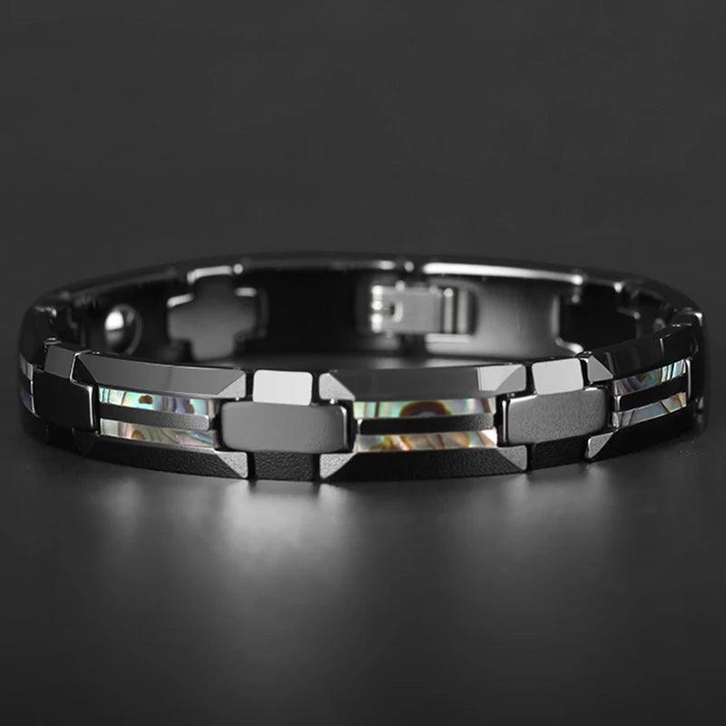 Good For Health Luxury Magnetic Black Ceramic Natural Shell Tungsten Bracelets Men & Women - Buylaand