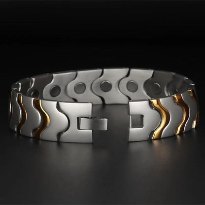 Men's Gold 16MM Magnetic Therapy Bracelet - Buylaand