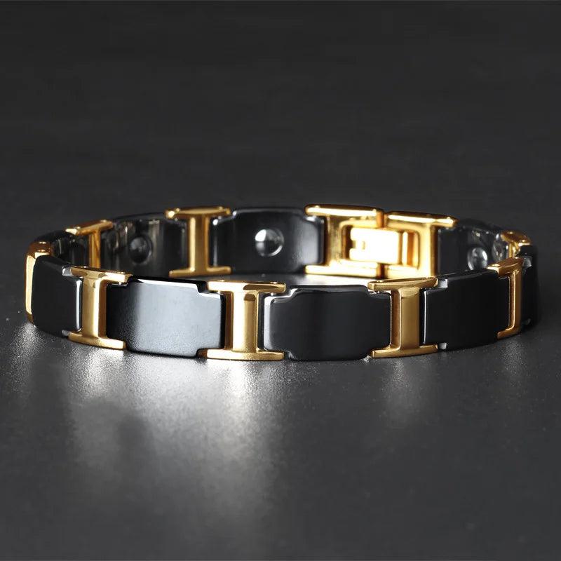 Gold Stainless Steel Magnetic Therapy Bracelet - Buylaand