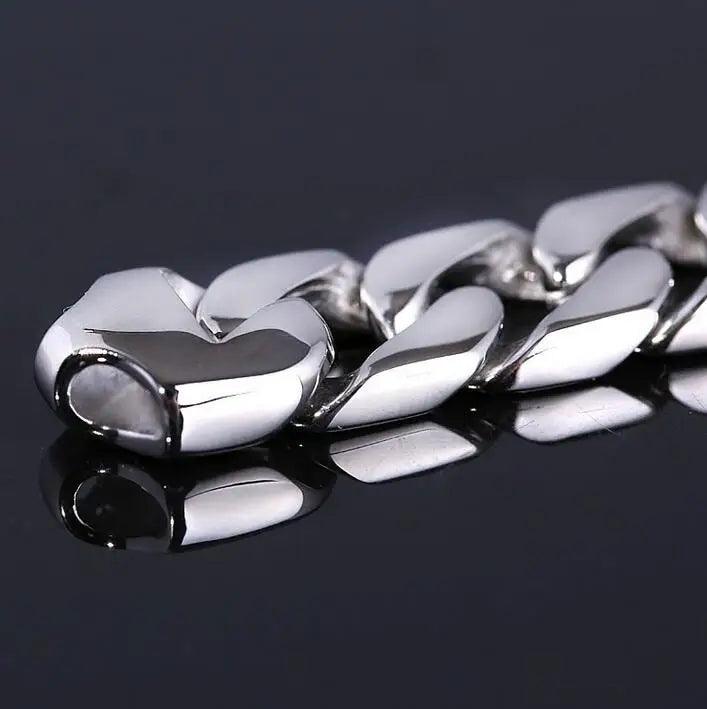 Men's 15MM Wide Stainless Steel Curb Chain Bracelet - Buylaand