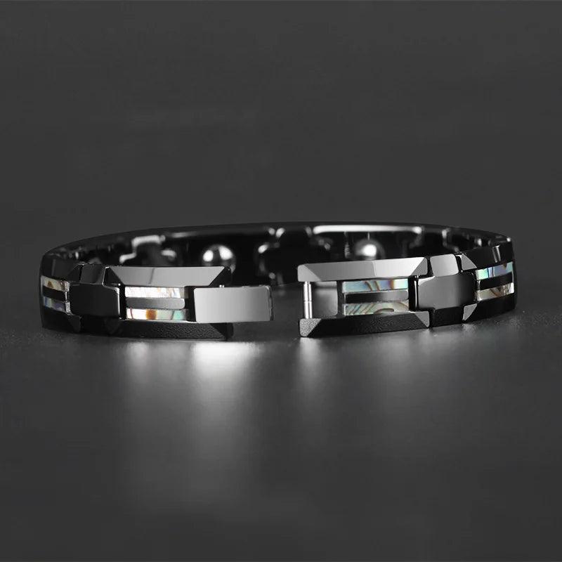 Good For Health Luxury Magnetic Black Ceramic Natural Shell Tungsten Bracelets Men & Women - Buylaand