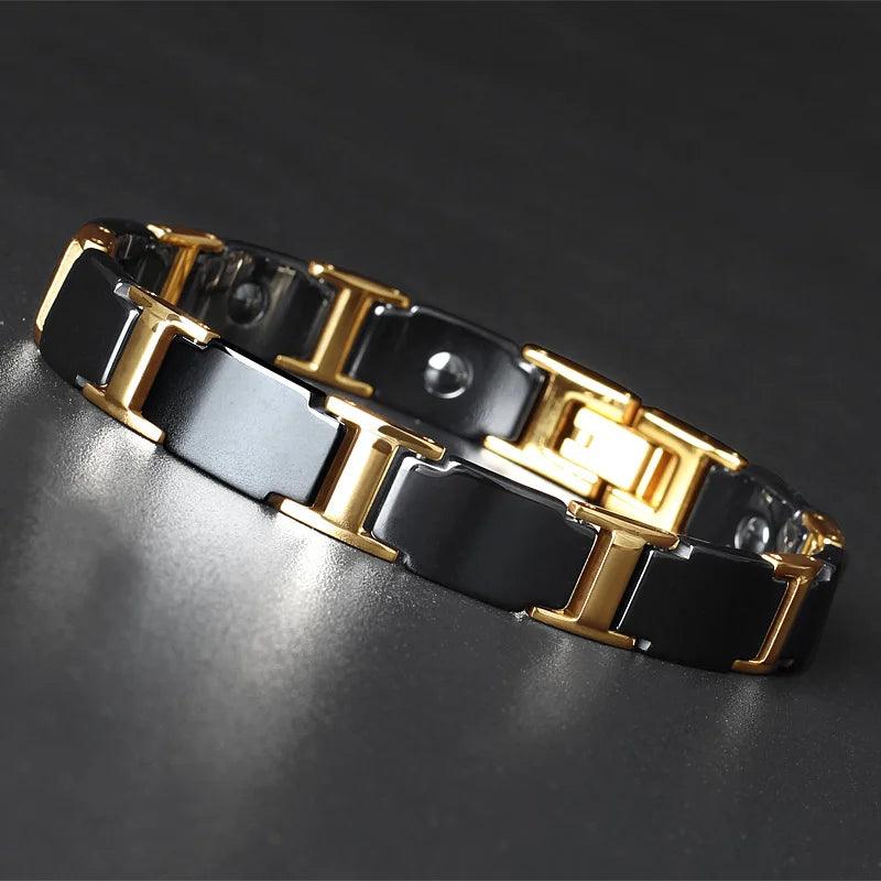 Gold Stainless Steel Magnetic Therapy Bracelet - Buylaand