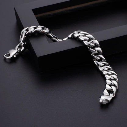 Gold & Silver Stainless Steel Miami Cuban Chain Bracelet - Buylaand