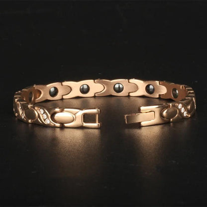 Magnetic Stone Rose Gold Therapy Bracelet - Buylaand