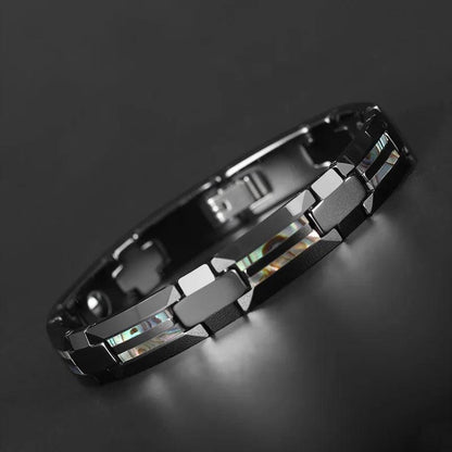 Good For Health Luxury Magnetic Black Ceramic Natural Shell Tungsten Bracelets Men & Women - Buylaand