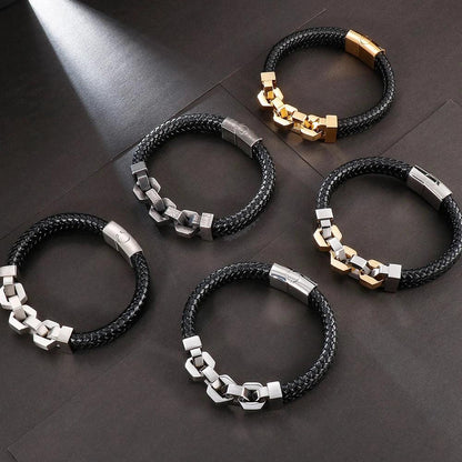 Stainless Steel & Leather Friendship Bracelets - Buylaand