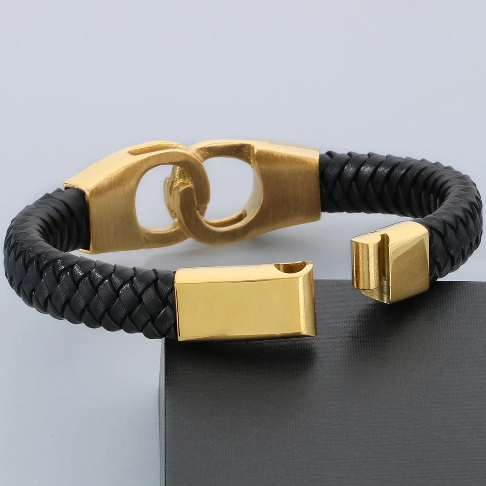 Men's Braided Leather Charm Bracelet - Stylish Gift - Buylaand