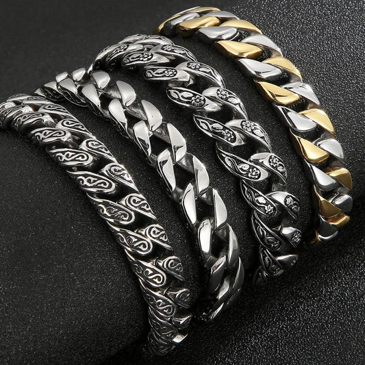 Stylish 12MM Stainless Steel Men's Bracelet - Buylaand