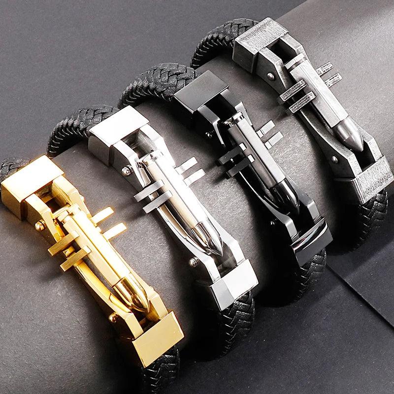 Men's Cross Leather Wrap Bracelet - Stylish Charm - Buylaand