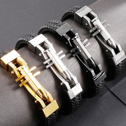 Men's Cross Leather Wrap Bracelet - Stylish Charm - Buylaand