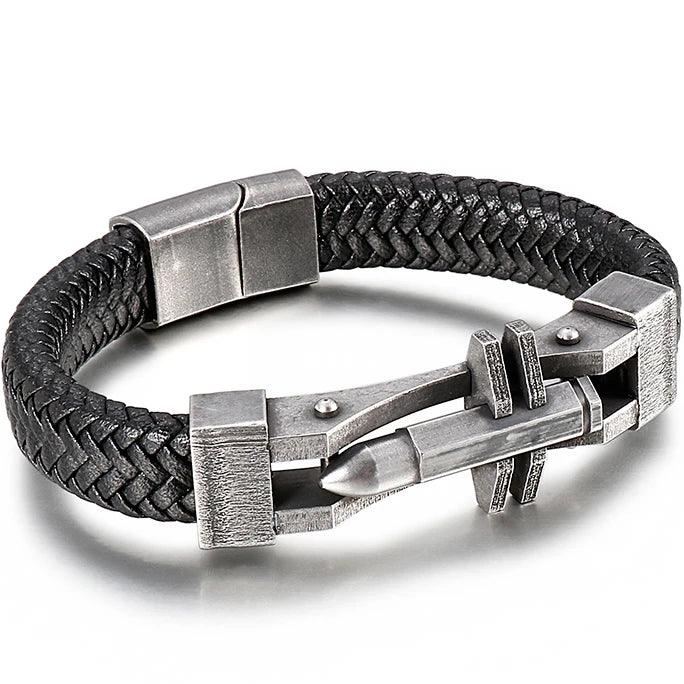 Men's Cross Leather Wrap Bracelet - Stylish Charm - Buylaand