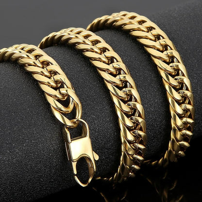 Gold Curb Chain Necklace for Men - 11MM Width - Buylaand