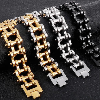 Punk Rock 22MM Stainless Steel Bike Chain Bracelet - Buylaand