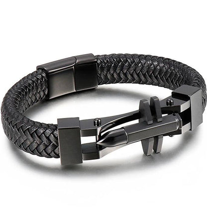 Men's Cross Leather Wrap Bracelet - Stylish Charm - Buylaand