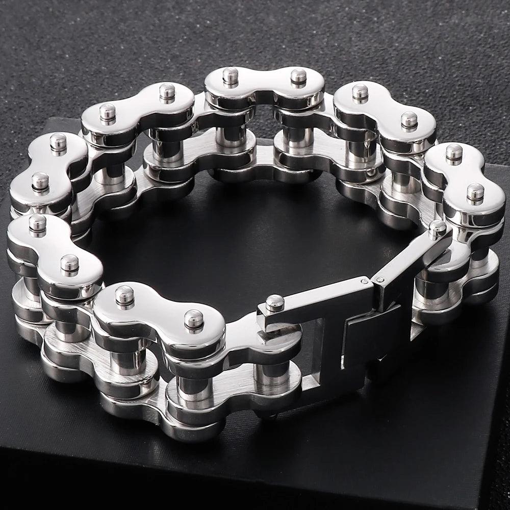 Punk Rock 22MM Stainless Steel Bike Chain Bracelet - Buylaand