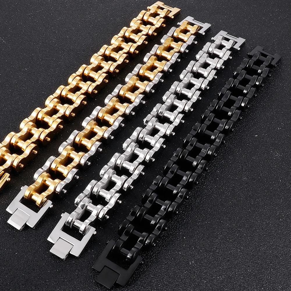 Punk Rock 22MM Stainless Steel Bike Chain Bracelet - Buylaand