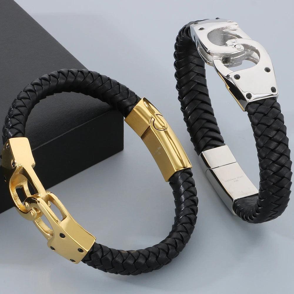 Men's Braided Leather Charm Bracelet - Stylish Gift - Buylaand