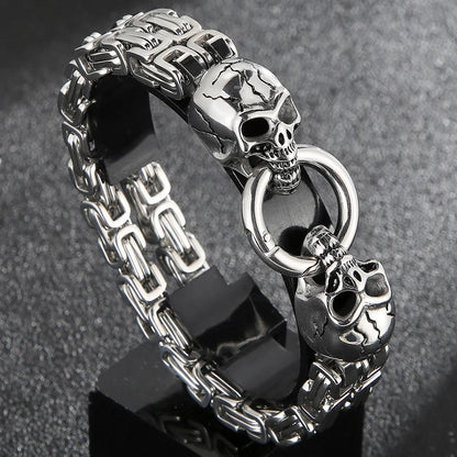 Gothic Stainless Steel Skull Charm Bracelet - Buylaand